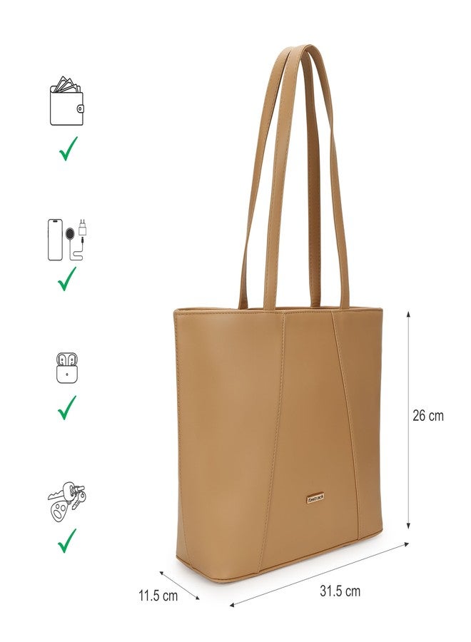 Fastrack Women's Spacious Everyday Tote Bag with Side Zip Pocket | Fits Upto 14" Laptop | Roomy Interior with Inner Zip and Slip Pockets | Comfortable Shoulder Straps | Trendy Women's Handbags - Image 4